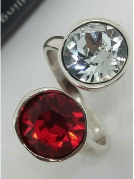 Δαχτυλίδι χειροποίητο γυναικείο strass red silver