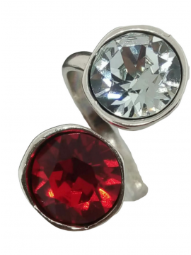 Δαχτυλίδι χειροποίητο γυναικείο strass red silver