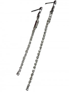 Σκουλαρίκι χειροποίητο γυναικείο ασύμμετρο επάργυρο strass