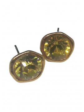 Σκουλαρίκι χειροποίητο γυναικείο επίχρυσο Yellow Crystal 