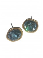 Σκουλαρίκι χειροποίητο γυναικείο επίχρυσο Blue Crystal 