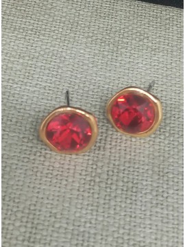 Σκουλαρίκι χειροποίητο γυναικείο επίχρυσο Red Crystal 