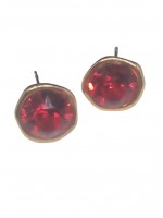 Σκουλαρίκι χειροποίητο γυναικείο επίχρυσο Red Crystal 