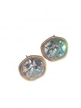 Σκουλαρίκι χειροποίητο γυναικείο επίχρυσο White Crystal 