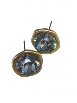 Σκουλαρίκι χειροποίητο γυναικείο επίχρυσο Black Crystal 