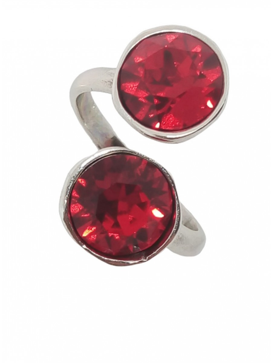Δαχτυλίδι χειροποίητο γυναικείο strass red passion silver