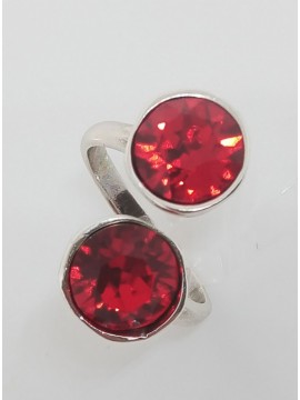 Δαχτυλίδι χειροποίητο γυναικείο strass red passion silver