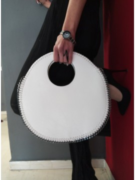 Γυναικεία τσάντα χειρός στρογγυλή μεγάλη χειρολαβή καφέ