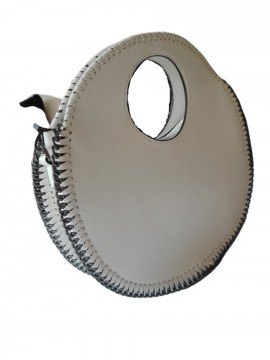 Γυναικεία τσάντα χειρός στρογγυλή μεγάλη χειρολαβή λευκή