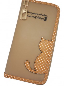 Γυναικείο μοντέρνο πορτοφόλι Kitty brown