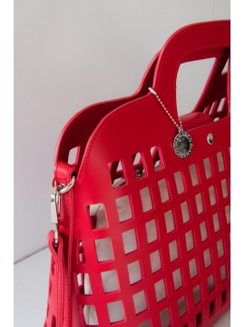 Γυναικεία τσάντα χειρός-ώμου διάτρητη μαύρη