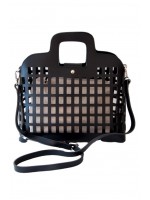 Γυναικεία τσάντα χειρός-ώμου διάτρητη μαύρη