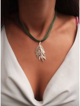 Γυναικείο χειροποίητο κολιέ Silver Olive