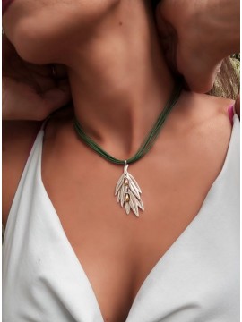 Γυναικείο χειροποίητο κολιέ Silver Olive