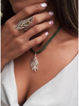 Γυναικείο χειροποίητο κολιέ Silver Olive