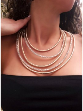 Κολιέ χειροποίητο γυναικείο Crystal Gold κρύσταλλοι
