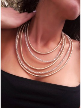Κολιέ χειροποίητο γυναικείο Crystal Gold κρύσταλλοι