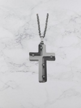 Ανδρικός ατσάλινος σταυρός black silver