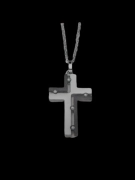 Ανδρικός ατσάλινος σταυρός black silver