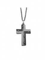 Ανδρικός ατσάλινος σταυρός black silver