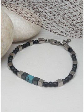 Ανδρικό  ατσάλινο βραχιόλι blue stone