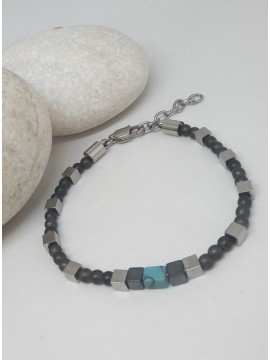 Ανδρικό  ατσάλινο βραχιόλι blue stone