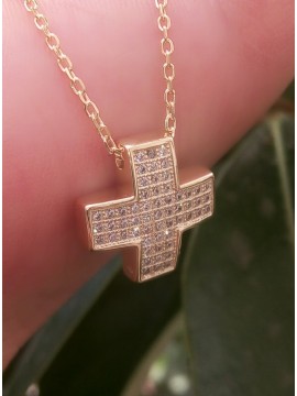 Κολιέ ασήμι 925 γυναικείο Σταυρός gold