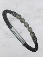 Ανδρικό  ατσάλινο  βραχιόλι κοτσίδα gray