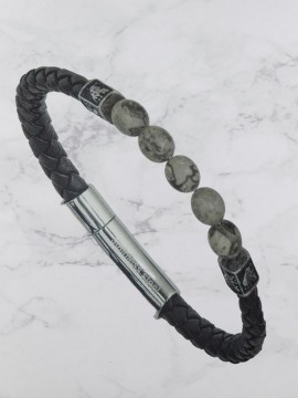 Ανδρικό  ατσάλινο  βραχιόλι κοτσίδα gray