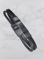Ανδρικό  ατσάλινο  βραχιόλι λαβύρινθος black 