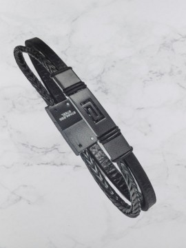 Ανδρικό  ατσάλινο  βραχιόλι λαβύρινθος black 