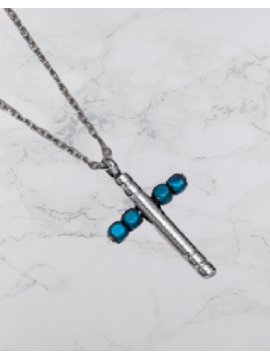 Ανδρικός ατσάλινος σταυρός silver blue