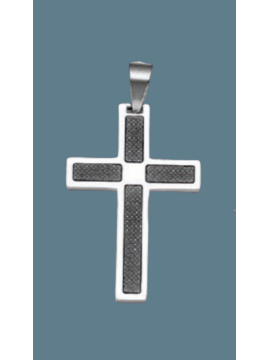 Ανδρικός ατσάλινος σταυρός silver black sacred