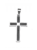 Ανδρικός ατσάλινος σταυρός silver black sacred