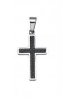 Ανδρικός ατσάλινος σταυρός silver black technique