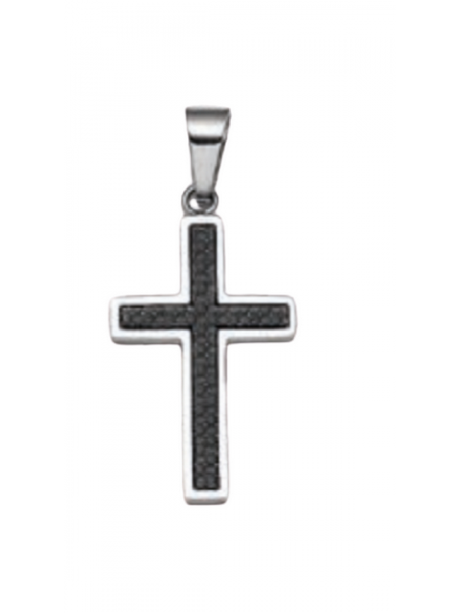Ανδρικός ατσάλινος σταυρός silver black technique