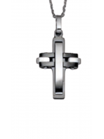 Ανδρικός ατσάλινος σταυρός silver black chain