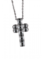 Ανδρικός ατσάλινος σταυρός silver black ball bearing