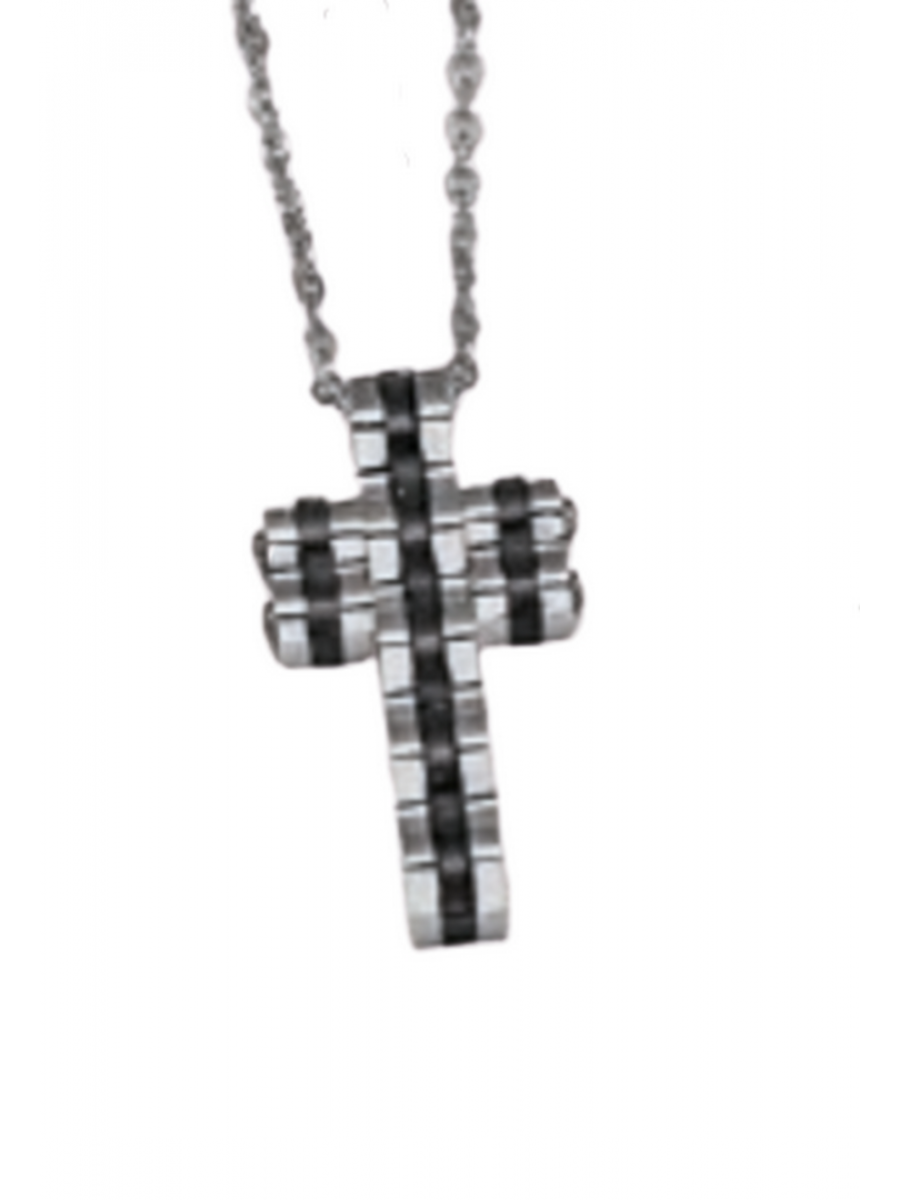 Ανδρικός ατσάλινος σταυρός silver black ball bearing