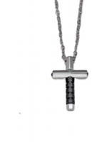 Ανδρικός ατσάλινος σταυρός silver black στύλος