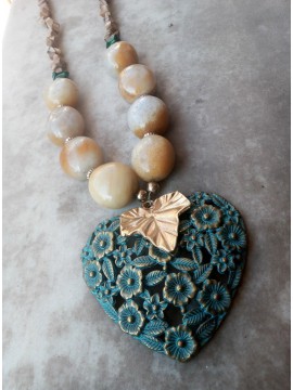 Γυναικείο χειροποίητο επάργυρο κολιέ Corazόn