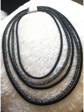 Κολιέ χειροποίητο γυναικείο Crystal Black κρύσταλλοι