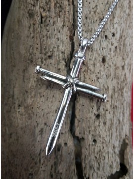 Ανδρικός ατσάλινος σταυρός Silver Nail