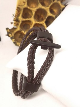 Ανδρικό  ατσάλινο  βραχιόλι θηλιά ethnic brown 