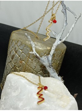 Κολιέ ατσάλινο γούρι κάθετο λευκό 23 