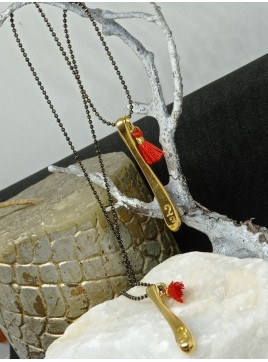 Κολιέ ατσάλινο γούρι πιπεριά χρυσή 23 