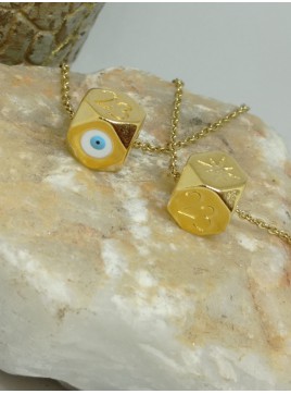 Κολιέ ατσάλινο γούρι κύβος με μάτι  23 