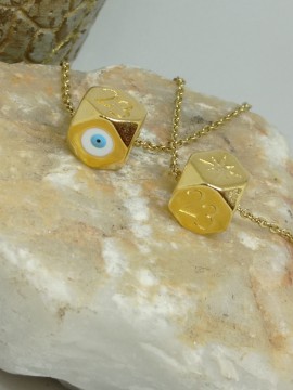 Κολιέ ατσάλινο γούρι κύβος με μάτι  23 