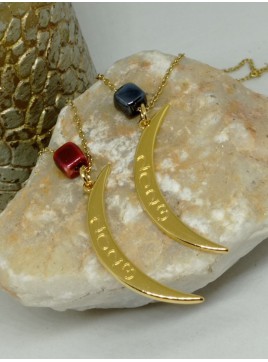 Κολιέ ατσάλινο γούρι φεγγάρι ανθρακί  23 