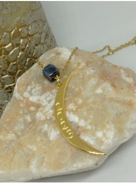 Κολιέ ατσάλινο γούρι φεγγάρι ανθρακί  23 